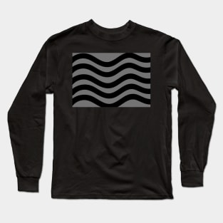 Grey and Black Wavy Lines Long Sleeve T-Shirt